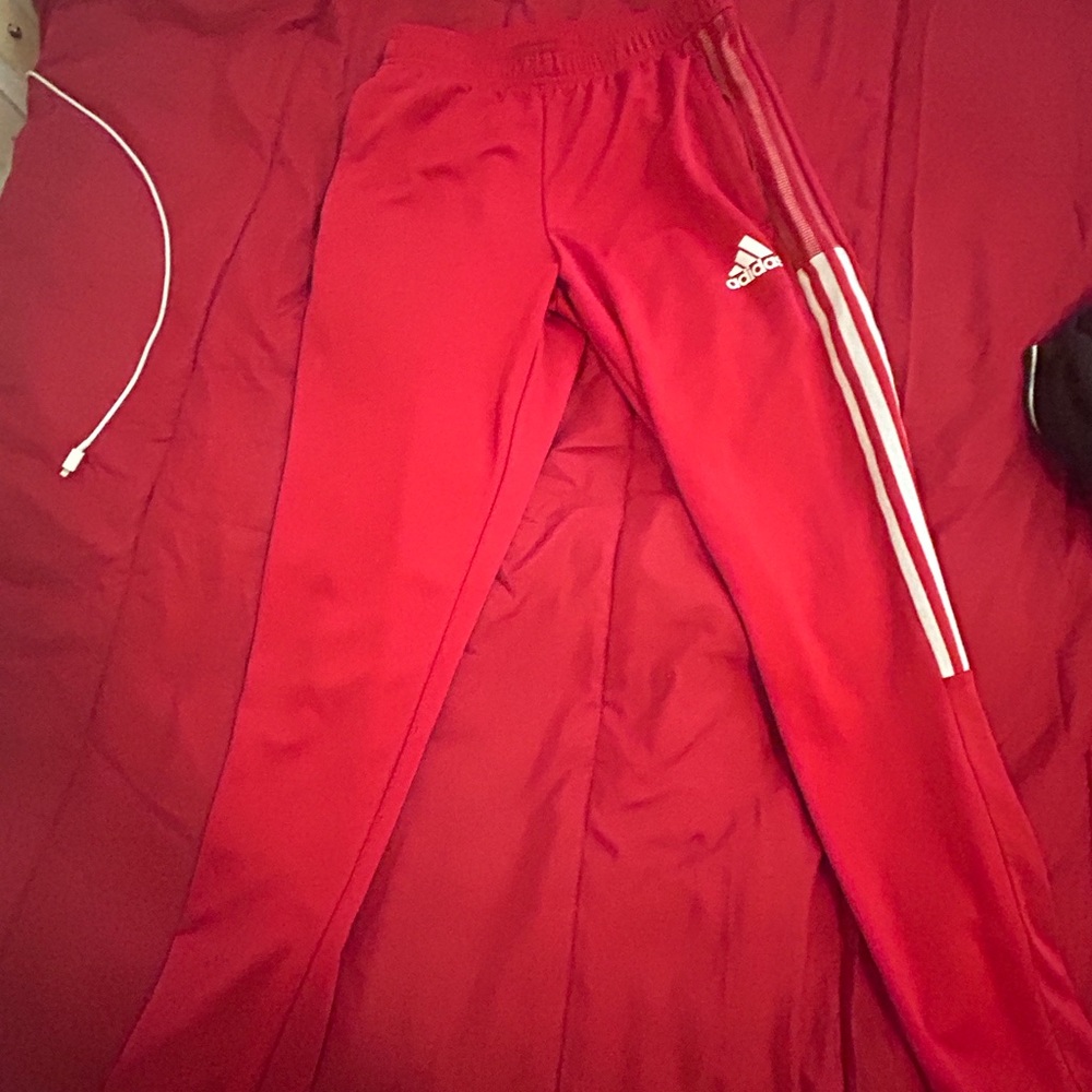 Red adidas jogging sweats